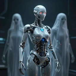 mechanical ghosts from a cyber heaven, digital art,