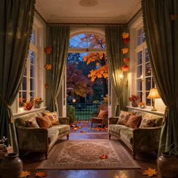 inside interior of a beautifully - decorated european home in the evening, in autumn, featured on artstation, cgsociety, detailed, gorgeous