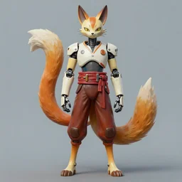 9 foot tall cyborg kitsune in 3d acrylic paint
