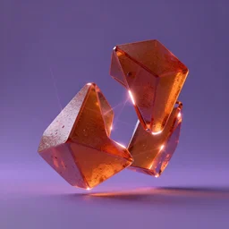 rendering of simple angular geometric shapes with sharp edges, the shapes are made of dark orange glass, pebbled surface, lasers, caustics!!, small fluorescent tube lights illuminate the shapes, cool purple grey lighting, cgi, masterwork, instagram, 3 d design, advertising visualization, splash page, widescreen 4 k