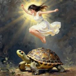 girl jumping over turtle, by chiho aoshima