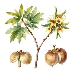 aegithalos caudatus and sorbus aucuparia. sumi - e.