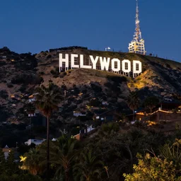 a view of los angeles from the hollywood sign at night