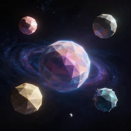 aesthetic low-poly universe space simulation