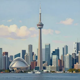 “ The Toronto skyline, sharp oil painted, sharp detail”