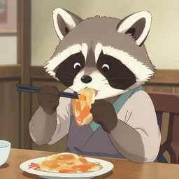 anime girl stealing food by raccoon productions