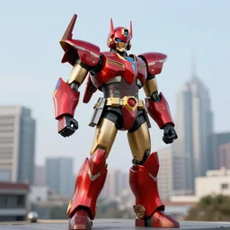 photo of voltron with city skyline