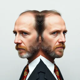 symmetrical bilateral half split portrait, saul goodman, walter white, portrait photography, 7 0 mm