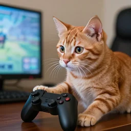 an orange tabby kitten playing video games by richard scary