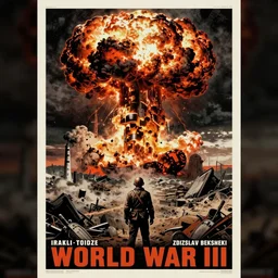 masterpiece world war iii propaganda poster, hyper detailed portrait of a nuclear blast radiation victim, scorn, wasteland landscape, screen printing poster art style by james montgomery flagg, irakli toidze, zdizslaw beksinski, trending on artstation, 8 k, intricate, dramatic lighting, majestic