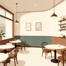 ( ( dot shaded ) ), editorial illustration interior of a retro cafe, art deco, roger broders, hein schulz neudamm, ( ( giuseppe riccobaldi ) ), volumetric, dynamic pose, detailed, matte print, muted color, lomography, volumetric, dramatic lighting, ( ( risograph ) ), halftone texture