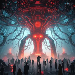 cybernetic hivemind with an emphasis on self - transformation by tim hildebrandt, wayne barlowe, bruce pennington, donato giancola, trending on artstation, cinematic composition, beautiful lighting, hyper detailed, 8 k