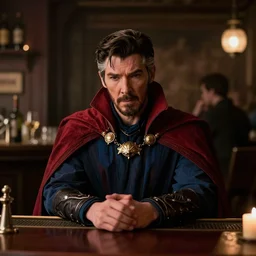 dr. Strange sad at a bar