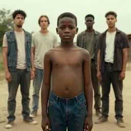 an african boy from the movie tank girl, by jamie hewlett and sawoozer and geof darrow and roger ballen,