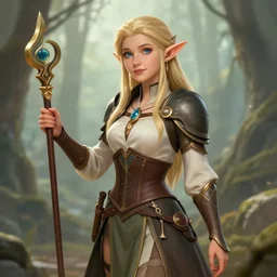 @LeraPI official artwork of a female elf, SFW, trending on ArtStation