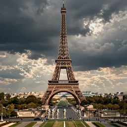 Paris whose Eiffel Tower is replaced by the Colossus of Rhodes , hyperdetailed, artstation, cgsociety, by greg rutkowski, by Gustave Dore