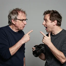 richard stallman and linus torvalds having a fight, dslr photography