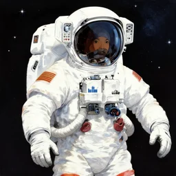 astronaut, in Hiroaki Tsutsumi style