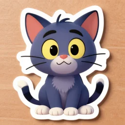 cartoon cat in pixar style, die - cut sticker, high quality