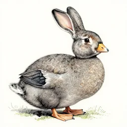 a duck bunny hybrid, by weta fx, by yoshitaka amano, ink, watercolor, insanely detailed and intricate, hypermaximalist, elegant, ornate, hyper realistic, super detailed
