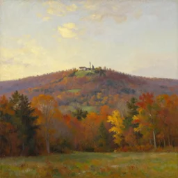 serenity at mount lafayette by franconia ridge, autumn, oil on canvas artwork by william trost richards, nostalgic, golden hour