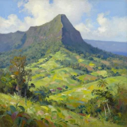 a beautiful landscape of Reunion Island painting by Ilya Kuvshinov,trending on artstation