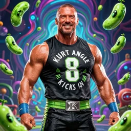 kurt angle when the bean kicks in, 8 k, high detailed, psychedelic