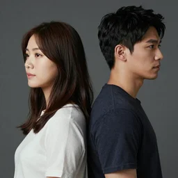 A couple whose back turned against each other