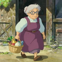 a wholesome animation key shot of a an old lady walking home with a basket of groceries, studio ghibli, pixar and disney animation, sharp, disney concept art watercolor illustration by mandy jurgens and alphonse mucha and alena aenami, pastel color palette, dramatic lighting