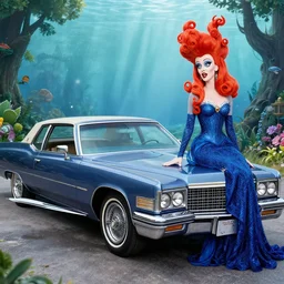 a hybrid between a 1 9 7 5 cadillac coupe deville and ursula the sea witch