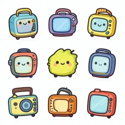 cute random stickers of 7 0 s things illustrations