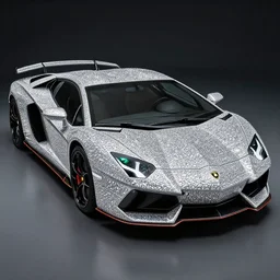 detailed Lamborghini covered in shining diamonds and emeralds