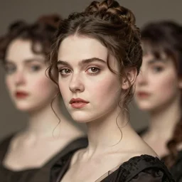 edwardian headshot photograph of phoebe dynevor, millie bobby brown, elegant, graceful, soft blur, 1 9 0 0, 1 8 9 0 s, 1 9 1 0 s, grainy, realistic face, detailed, ethereal, game of thrones