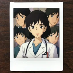 a polaroid full body portrait of a very confident 1 9 5 0's disney style doctor girl, finely detailed features, closeup at the faces, perfect art, in the hospital, gapmoe yandere grimdark, trending on pixiv fanbox, painted by greg rutkowski makoto shinkai takashi takeuchi studio ghibli, akihiko yoshida,