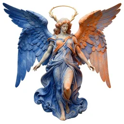 highly detailed and complex angel of time, blue and orange color scheme, by peter mohrbacher and greg rutkowski and craig mullins