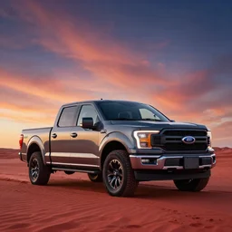 Ford F150 Ombre 2022 Truck on a Red Sand Beach, nebula sunset
