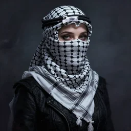 curled perspective digital art of woman with keffiyeh covered face by anton fadeev from nightmare before christmas