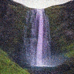 photo of a real-life purple fjord waterfall