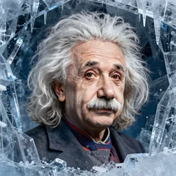 frozen in ice einstein portrait