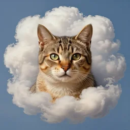 , by Ross Tran, Norman Rockwell, and Leonardo da Vinci. Elegant|highly detailed|centered|Beautiful clouds|whole cat body|strong facial features|Trending on Artstation