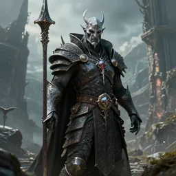 highly detailed portrait photo of a necrolord in a scenic dystopian environment, hyperrealistic illustration by william didier - pouget
