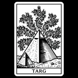 a beautiful black and white fractal tarot card featuring bold occult imagery with clean lines. pyramids, eyeballs, lovecraft, eldritch. detailed adult coloring book