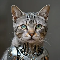 A cyborg cat, realistic, sharp focus, 8k high definition, insanely detailed, intricate, elegant, art by H.R. Giger