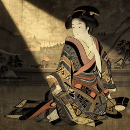 mistress, gheisha, art of the edo period, traditional japanese illustration,