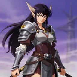portrait of a female orc warrior in Yusuke Murata style, D&D, dungeons and dragons, anime