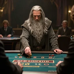 film still of gandalf gambling in a casino in new lord of the rings movie, 8 k