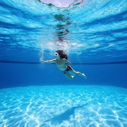 photo above a swimming pool underwater