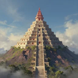 painting of a mesoamerican magical academy in the top of a volcano, cgsociety, octane render, trending on artstation, artstationhd, artstationhq, unreal engine, 4 k, 8 k, high quality, high detail, hd, hq, 4 k, 8 k