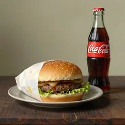 Dutch Still Life of the 1600s, depicting a wrapped Hamburger and a bottle of Coca Cola