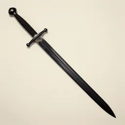 a black sword, on a blank background. diagonal composition ( concept art, museum picture )